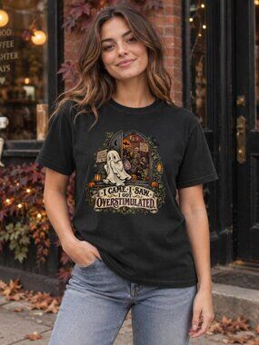 Overstimulated Ghost Shirt, Funny Halloween Tee